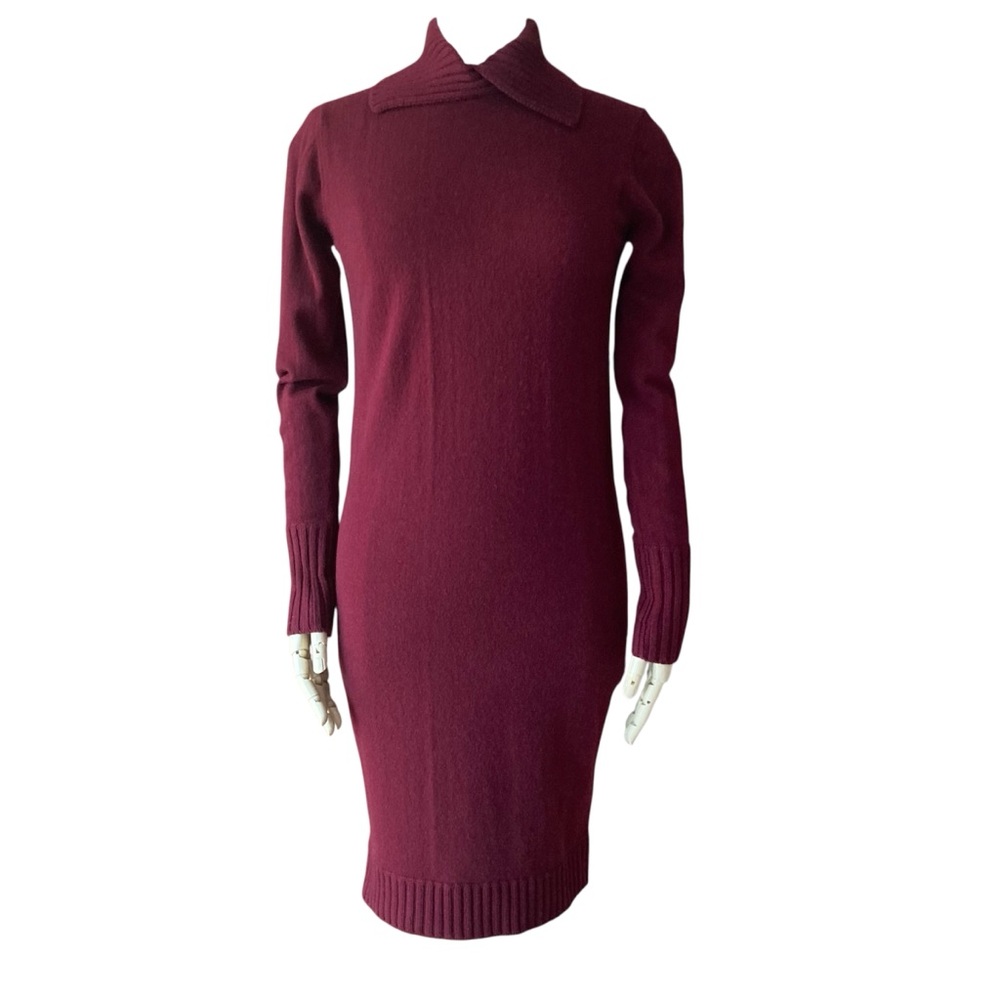 ELIZABETH and JAMES | 100% Italian Cashmere Sweater Dress S Burgundy